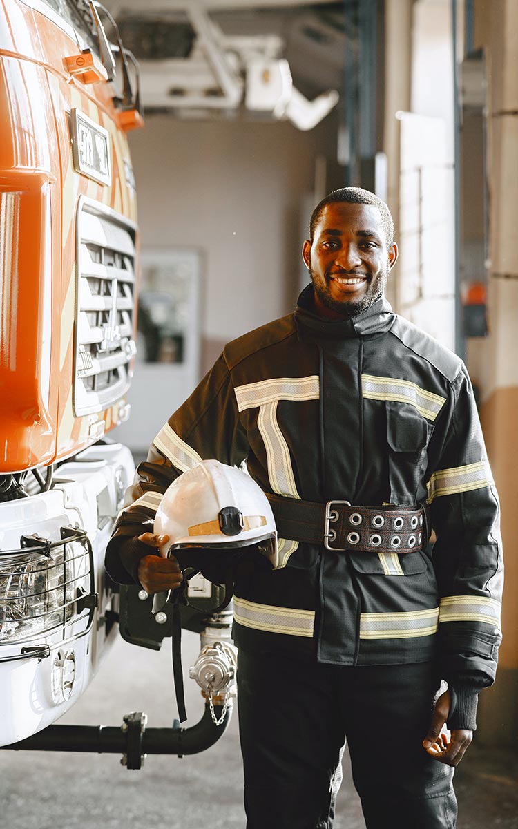 Fire fighter smiling