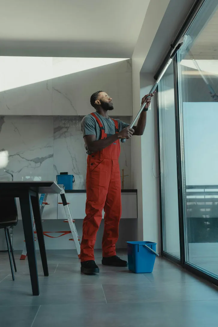 A cleaner cleaning a home